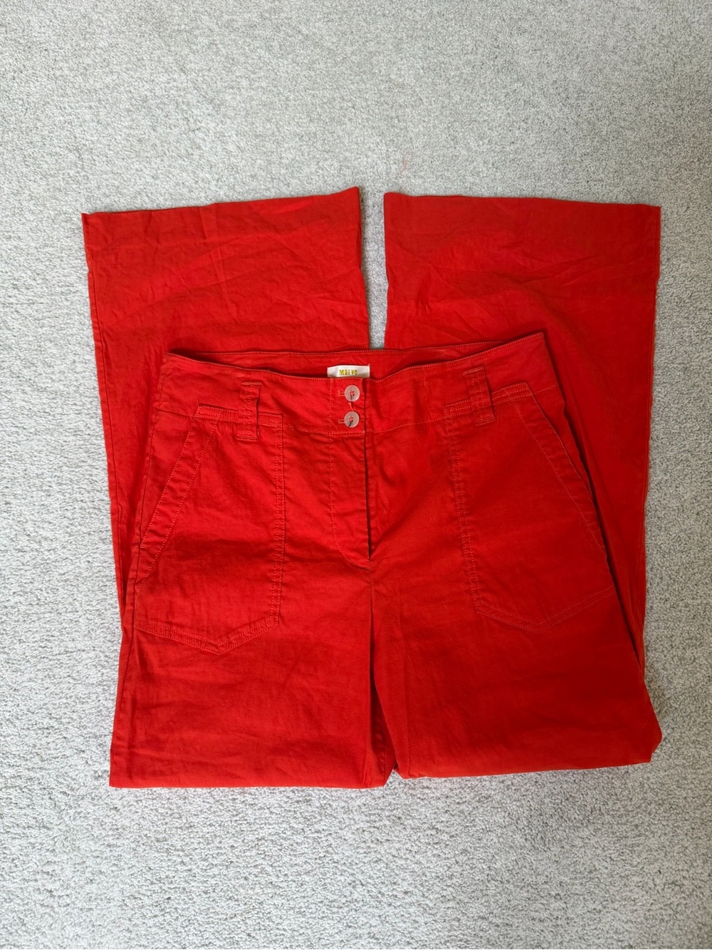 Anthropologie Red Wide-Leg High-Rise Pants